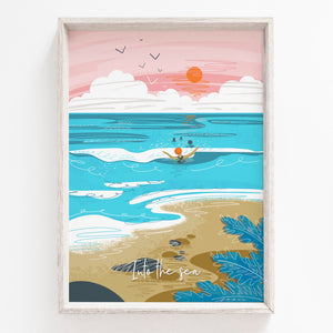 Into the Sea - A4 Coastal Art Print