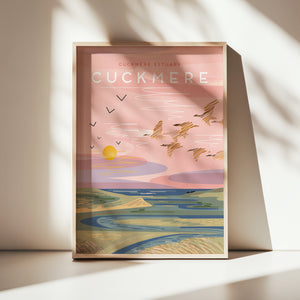 Cuckmere Haven print, Cuckmere Haven art, Cuckmere Haven illustration, Seven Sisters print, Seven Sisters cliffs artwork, Coastguard Cottages print, Sussex coastal print, Sussex landmark print, Sussex wall art, South Downs landscape print, Sussex coastline artwork, British coastline illustration, Sussex countryside art, coastal landscape wall art, UK coastal decor, illustrated Sussex print, travel poster style landscape, contemporary landscape illustration, Sussex gift, Sussex souvenir art
