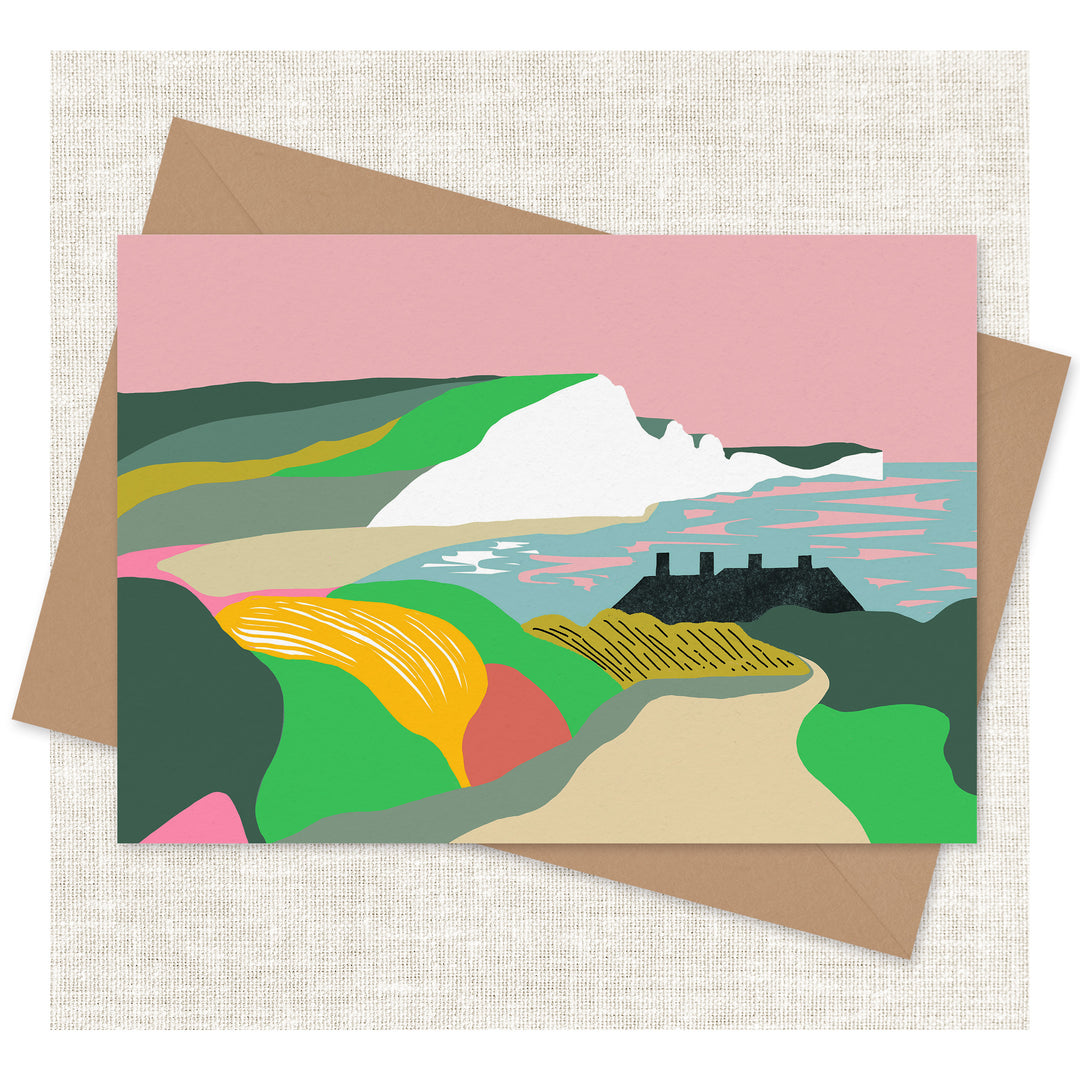 Dreamy landscape with the coastguard cottages and cuckmere haven and the seven sisters cliffs