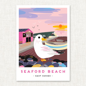 Sussex art print, Sussex wall art, Sussex landmark print, Sussex landscape print, Sussex coastal art, Sussex illustration print, Sussex souvenir art, Sussex gift, British coastline print, UK landscape illustration, coastal wall art Sussex, travel poster style print, modern folk art print, naive illustration style art, graphic landscape print, contemporary landscape artwork, seaside wall decor, illustrated Sussex landscape, Sussex home decor, coastal poster print