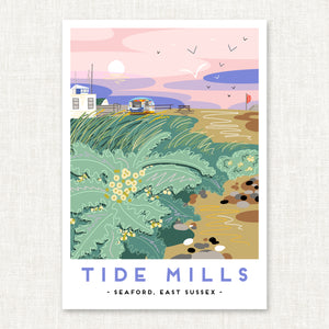 Sussex art print, Sussex wall art, Sussex landmark print, Sussex landscape print, Sussex coastal art, Sussex illustration print, Sussex souvenir art, Sussex gift, British coastline print, UK landscape illustration, coastal wall art Sussex, travel poster style print, modern folk art print, naive illustration style art, graphic landscape print, contemporary landscape artwork, seaside wall decor, illustrated Sussex landscape, Sussex home decor, coastal poster print