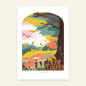 Forest Walk | A4 Woodland Art Print Unframed