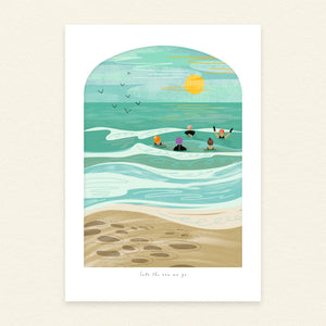Into the Sea We Go | A4 Coastal Art Print Unframed