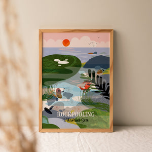 Rockpooling is a playful coastal art print inspired by slow seaside days and the simple joy of exploring the shoreline. The illustration celebrates the curiosity and wonder of discovering tiny marine worlds, capturing a moment of connection with nature and the rhythms of the coast.

Part of the Vitamin Sea collection, this artwork evokes memories of sunny beach walks, salty air and time spent noticing the small details that make the seaside so special. Its calm, contemporary style makes it a charming additi
