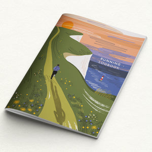 Running logbook with a scenic illustration on the cover