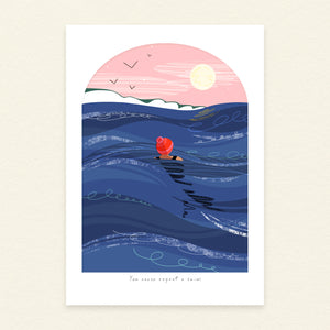 You Never Regret a Swim | A4 Coastal Art Print Unframed